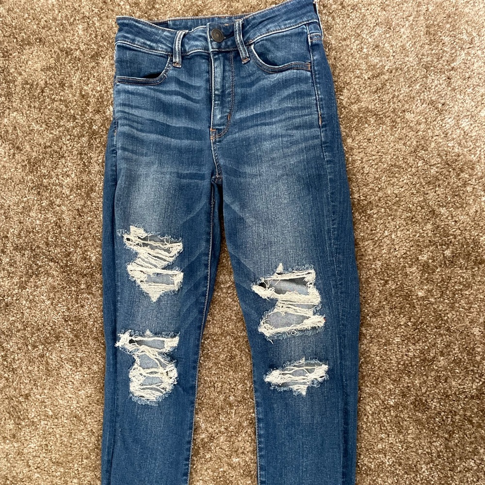 Distressed American Eagle Blue Jeans